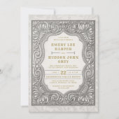 Country Tooled Leather Western Rugged Barn Wedding Kaart (Voorkant)