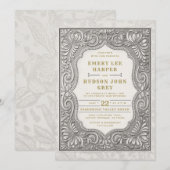 Country Tooled Leather Western Rugged Barn Wedding Kaart (Voorkant / Achterkant)