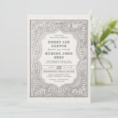 Country Tooled Leather Western Rustic Barn Wedding Kaart (Staand voorkant)