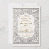 Country Tooled Leather Western Rustic Gold Wedding Kaart (Voorkant)