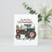 Country tractor waterverf Kerstmis Feestdagenkaart (Staand voorkant)