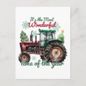 Country tractor waterverf Kerstmis Feestdagenkaart (Voorkant)