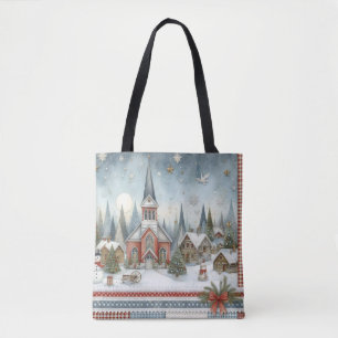 Country Village Church Tote Bag