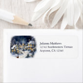  Country Village Kerst Nacht Scène Etiket (Insitu)