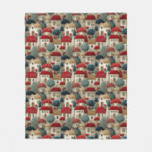 Country Village Kersthuizen met rode daken, Fleece Deken (Voorkant)