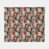 Country Village Kersthuizen met rode daken, Fleece Deken (Voorkant (Horizontaal))