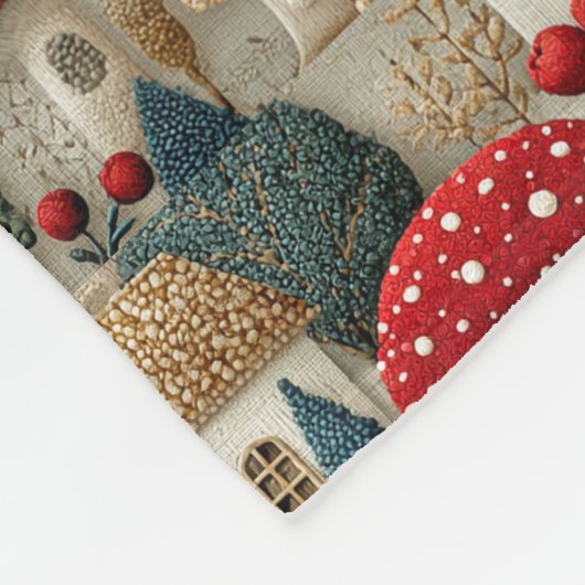 Country Village Kersthuizen met rode daken, Fleece Deken (Hoek)