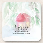 Country Village Witte Kerst Bier Onderzetter (Voorkant)