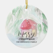 Country Village Witte Kerst Keramisch Ornament (Voorkant)