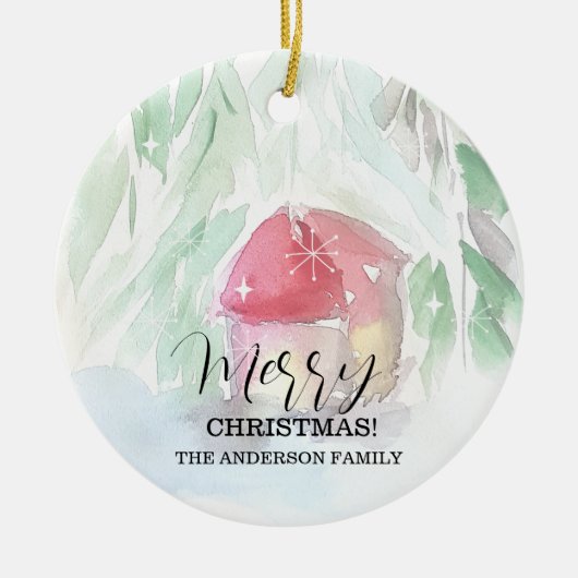 Country Village Witte Kerst Keramisch Ornament (Voorkant)