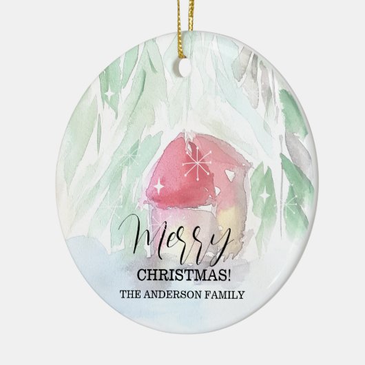 Country Village Witte Kerst Keramisch Ornament (Links)