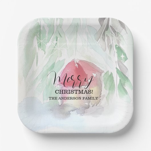 Country Village Witte Kerst Papieren Bordje (Voorkant)