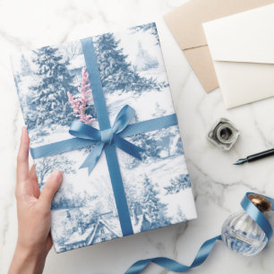 Country Vintage Christmas Toile de Jouy Blue Cadeaupapier