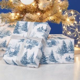 Country Vintage Christmas Toile de Jouy Blue Cadeaupapier