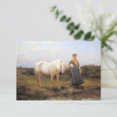 Country Vrouw Het nemen van een Paard aan Water Kaart (Staand voorkant)