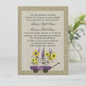 Country Wagon & Burlap Wedding Kaart (Staand voorkant)