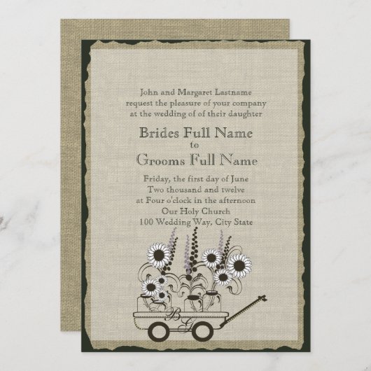 Country Wagon Wedding Kaart (Voorkant / Achterkant)