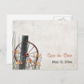 Country Wagon Wheel - Save the Date Aankondigingskaart (Voorkant / Achterkant)