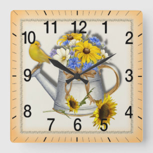 Country water can wall clock vierkante klok