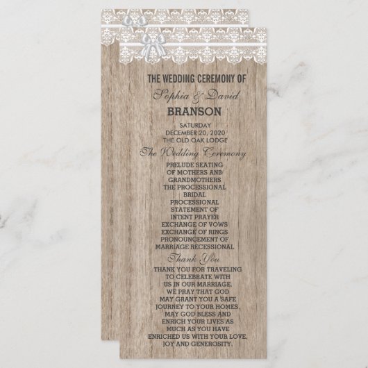 Country Weddenschap Old Barn Wood Custom Programme Programmakaart (Voorkant / Achterkant)