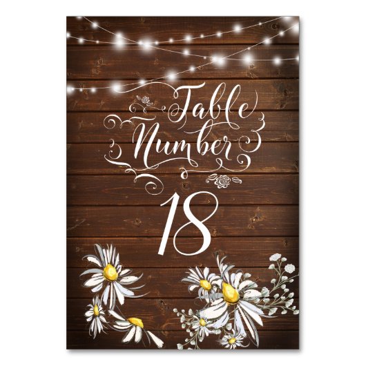 Country Wedding Barnwood Daisies BarefootBride™ Kaart (Voorkant)