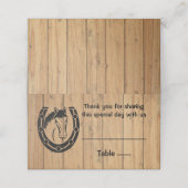 Country Wedding Horse Hoefijzer Western bruin hout Plaatskaartje (Buitenkant ongevouwen)