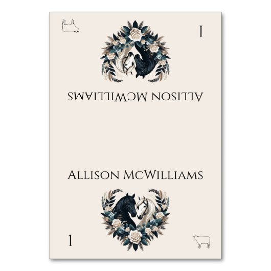 Country Wedding-Horses in Love Meat Kaart (Voorkant)