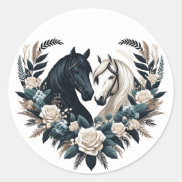 Country Wedding-Horses in Love Ronde Sticker