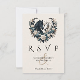 Country Wedding-Horses in Love RSVP Kaartje