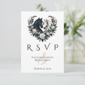 Country Wedding-Horses in Love RSVP Kaartje (Staand voorkant)