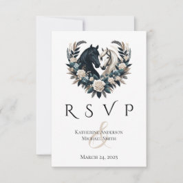 Country Wedding-Horses in Love RSVP Kaartje