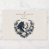 Country Wedding-Horses in Love Sparkling Wijnetiket (Enkel label)