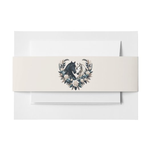 Country Wedding-Horses in Love Uitnodigingen Wikkel (Voorkant Voorbeeld)