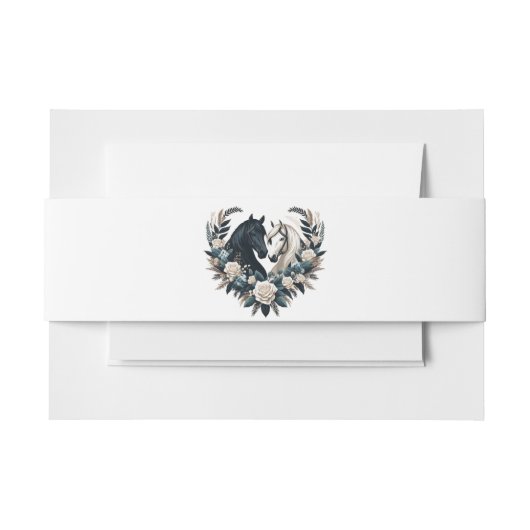 Country Wedding-Horses in Love Uitnodigingen Wikkel (Voorkant Voorbeeld)