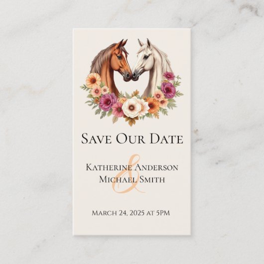 Country Wedding-Horses in Love Visitekaartje (Voorkant)