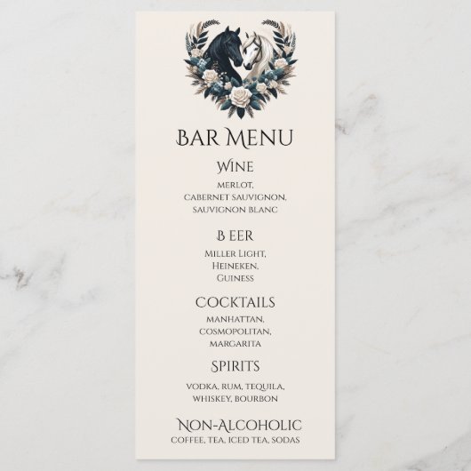 Country Wedding-Horses in Love Wedding Menu (Achterkant)