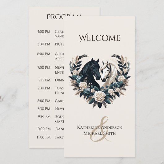 Country Wedding-Horses in Love-Wedding Programma (Voorkant / Achterkant)