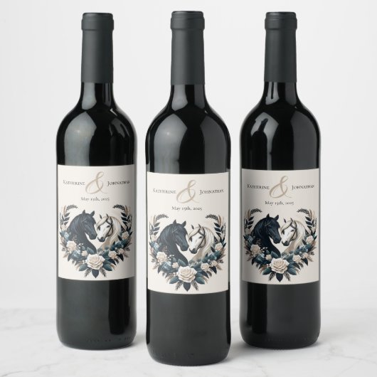 Country Wedding-Horses in Love Wijn Etiket (Flessen)