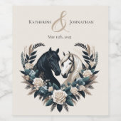 Country Wedding-Horses in Love Wijn Etiket (Enkel label)
