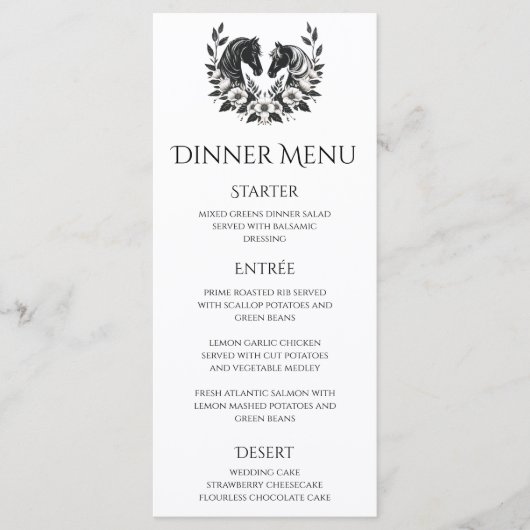 Country Wedding-Paarden en Bloemen Wedding Menu (Voorkant)