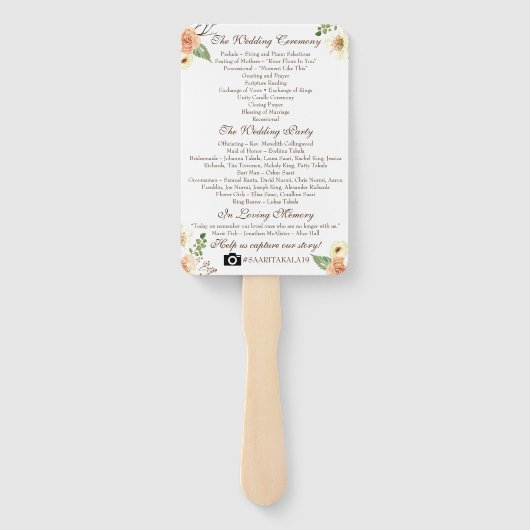 Country Wedding Program - Rustiek trouwprogramma Handwaaier (Achterkant)