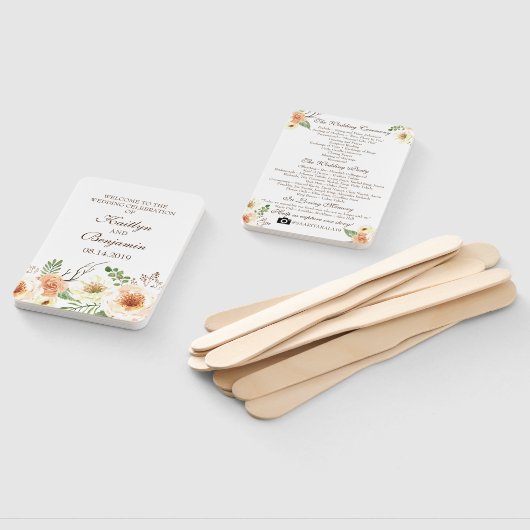 Country Wedding Program - Rustiek trouwprogramma Handwaaier (Niet-gemonteerd)