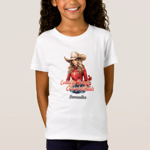 Country wegen cowgirl laarzen Beauty blond meisje T-shirt