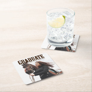 Country Western Afstudeerfoto Cowgirl Afstuderen Kartonnen Onderzetters