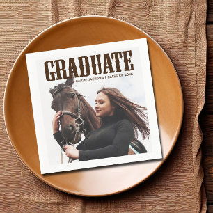 Country Western Afstudeerfoto Cowgirl Afstuderen Servet