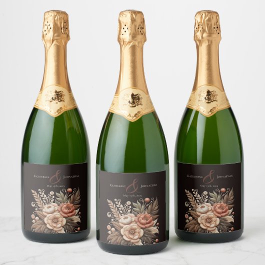Country Western Bloemen Sparkling Wijnetiket (Flessen)