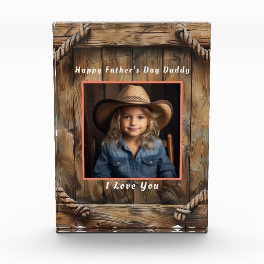 Country Western Boerderijhout, met Touw Hoeken Fotoblokken (Voorkant)