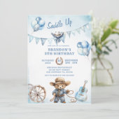 Country Western Boy Cowboy Verjaardagsuitnodiging Kaart (Staand voorkant)