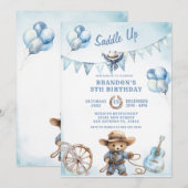 Country Western Boy Cowboy Verjaardagsuitnodiging Kaart (Voorkant / Achterkant)