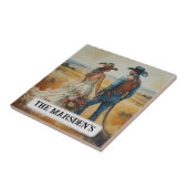 Country Western Bruiloft Waterverf Tegeltje (Zijkant)